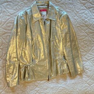 Vintage Apriori by Escada Metallic Silver Zip Up Jacket Women’s size 14